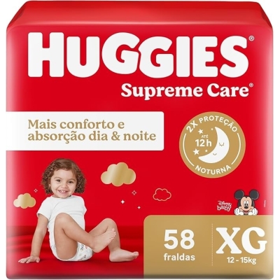 Fralda huggies supreme care tamanho xg 58 unidades (hiper)