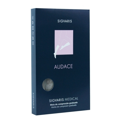 Meia 3/4 Sigvaris audace 15-20 Mmhg G, ponteira aberta, natural escura