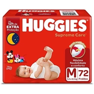 Fralda Descartavel Huggies Supreme care M, pacote com 72 unidades