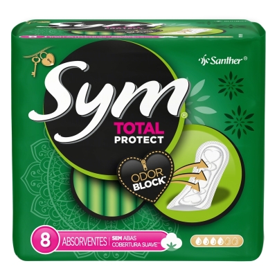 Absorvente Sym Verde Total Protect Suave Sem Abas 8Un 