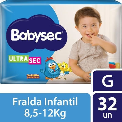 Fralda babysec ultrasec galinha pintadinha tamanho g 32 unidades (mega)