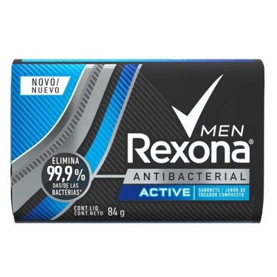 Sabonete Rexona antibacterial Men active, barra, 1 unidade com 84g