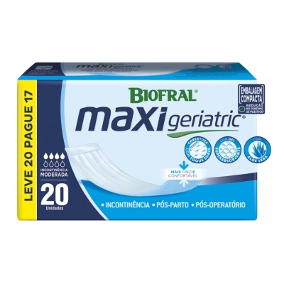 Absorvente geriatrico biofral maxi geriatric leve 20 pague 17 unidades