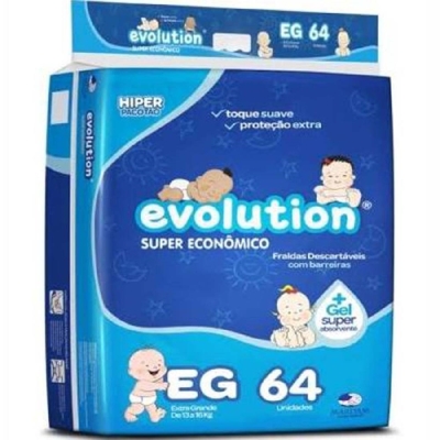 Fralda evolution eG, pacote com 64 unidades