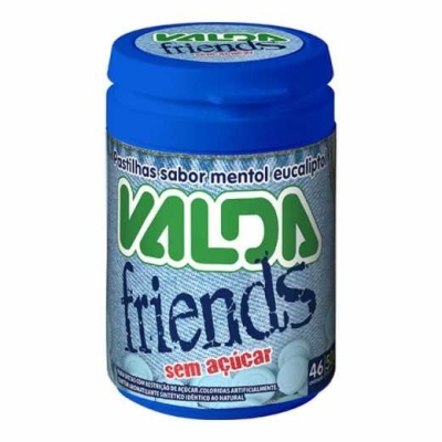 Pastilha Sem Açúcar Valda friends Mentol Eucaliptol Pote 50g