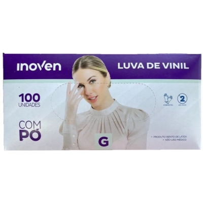 Luva descartavel vinil inoven tam g c100