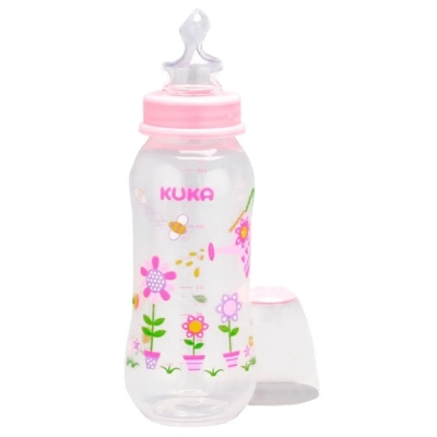 Mamadeira Kuka natural Plus 6+ meses, rosa com capacidade de 250mL