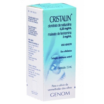 Cristalin 0,25mg/mL + 3mg/mL, caixa com 1 frasco gotejador com 15mL de solucao de uso oftalmico