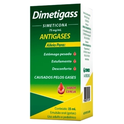 Dimetigass Gotas 75mg/mL, caixa com 1 frasco gotejador com 15mL de emulsao de uso oral