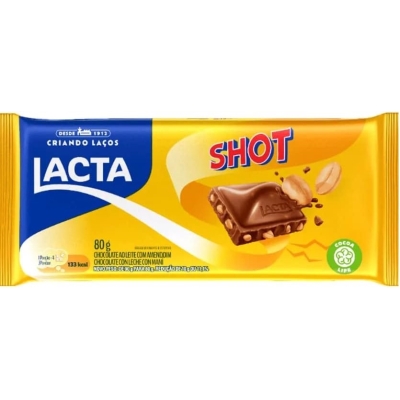 Barra de chocolate Shot ao leite, 1 unidade com 90g