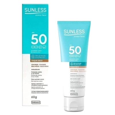 Protetor Solar Facial Sunless Toque Seco FPS 50, bege medio, 60g