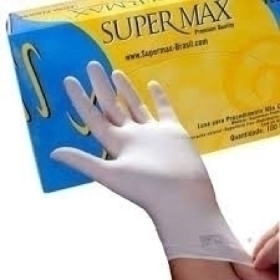 Luva de Latex Supermax Tamanho M 100un Com Po