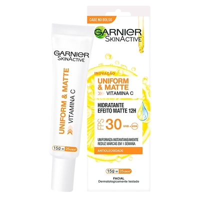 Hidratante Facial Garnier Skinactive uniform e Matte Vitamina c FPS 30, 15g