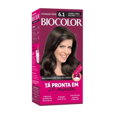 Tintura em creme biocolor mini kit louro escuro acinzentado 6.1