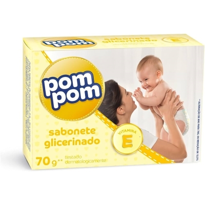 Sabonete infantil Pom Pom Glicerinado barra, 1 unidade com 80g