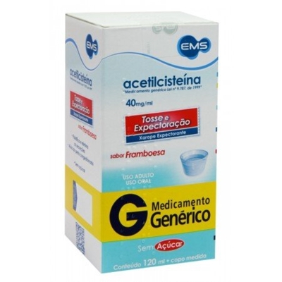 Acetilcisteina Xarope Adulto 40 mg/ml 120ml Sabor Framboesa EMS