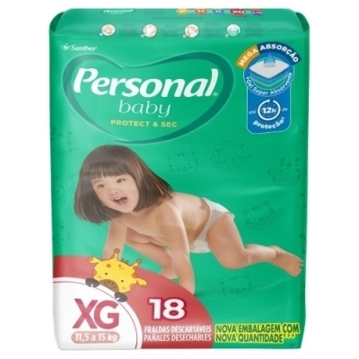 Fralda personal baby protect sec tamanho xg 18 unidades (jumbo)