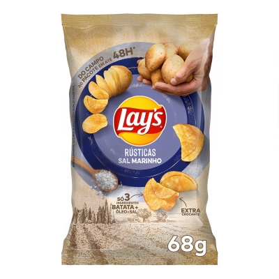 Elma Chips Batata Lays Rústica Sal Marinho 68g