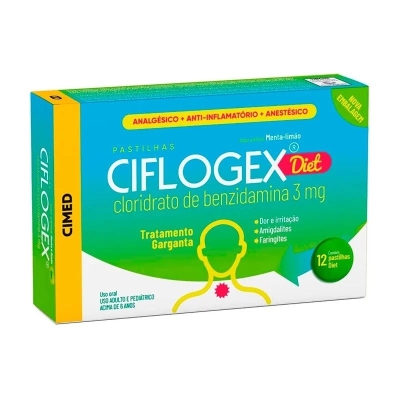 Ciflogex pastilha diet menta/limao 12un,