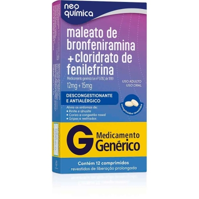 Bronfeniramina+fenilefrina 12cpr neo quimica 