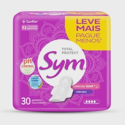 Absorvente Sym Total Protect Suave com Abas 30 Unidades