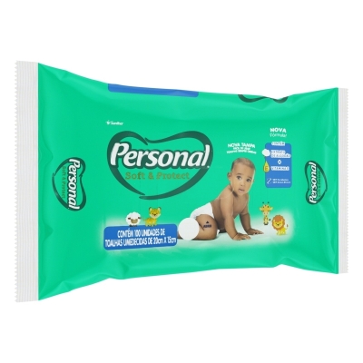 Toalha umedecida personal soft protect com 100 unidades