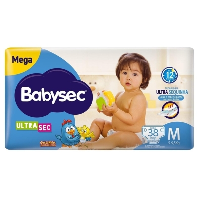 Fralda babysec ultrasec galinha pintadinha tamanho m 38 unidades (mega)