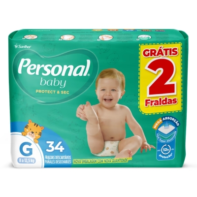 Fralda Personal Baby Mega G 34 Unidades