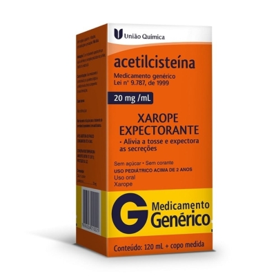 Acetilcisteina xarope infantil 20mg/ml 120ml uniao quimica