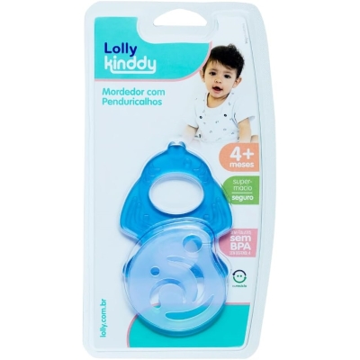 Mordedor Lolly 2+ meses, peixe com penduricalhos, azul com 1 unidade