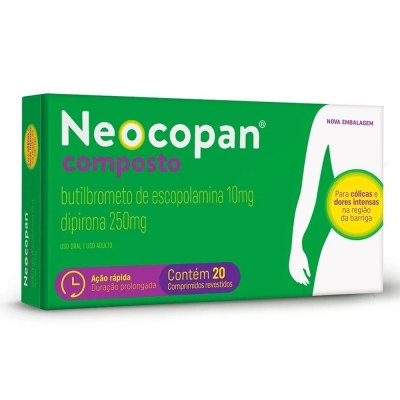 Neocopan composto 10mg + 250mg, caixa com 20 comprimidos revestidos