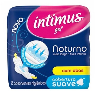 Absorvente Intimus Noturno Suave Com Abas 8 Unidades