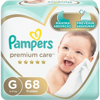 Fralda pampers premium care tamanho g 68 unidades (hiper)