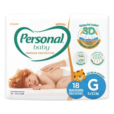 Fralda personal baby premium protection tamanho g 18 unidades (jumbo)