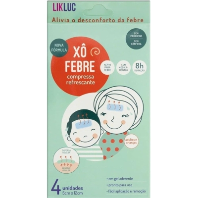 Compressa para alivio da febre xo febre likluc com 4 unidades