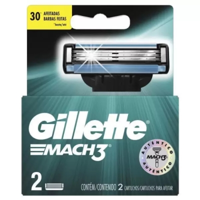 Carga para aparelho de barbear gillette mach3 regular 2 unidades