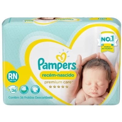 Fralda pampers premium care tamanho rn 20 unidades