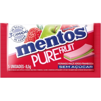 Chiclete mentos goma pure fruit mor/maca/framb 8.5g