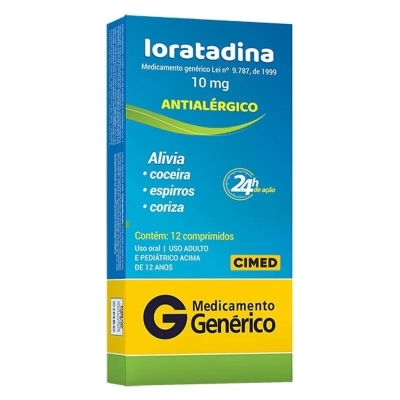 Loratadina 10mg 12 comprimidos Cimed Genérico