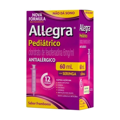 Allegra pediatrico 6mg/ml suspensaooral 60ml com seringa (fexofenadina)