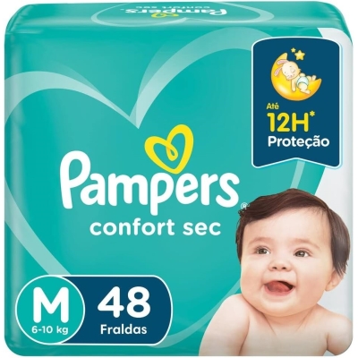 Fralda pampers confort sec tamanho m 44 unidades (mega)