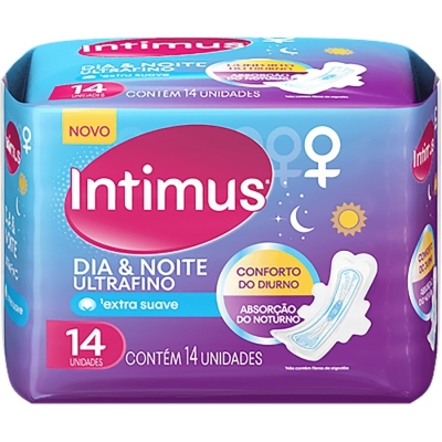 Absorvente intimus dia e noite ultra fino cobertura extra suave com abas 28 unidades