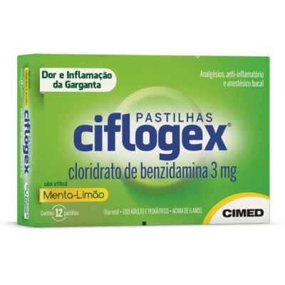 Ciflogex pastilha menta/limao 12 unidades cimed