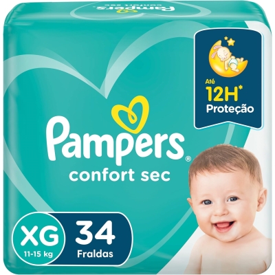 Fralda pampers confort sec tamanho xg 34 unidades (mega)