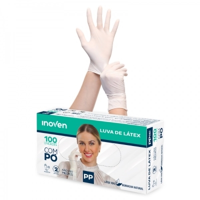 Luva descartavel latex inoven com po pp nao uso medico 100un