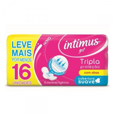 Absorvente intimus tripla protecao cobertura extra suave com abas leve 16 pague 14 unidades