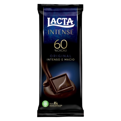 Chocolate Lacta intense 60% cacau, mix nuts, 1 unidade com 85g