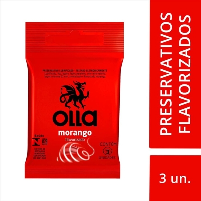 Preservativo Olla Morango 3Un 