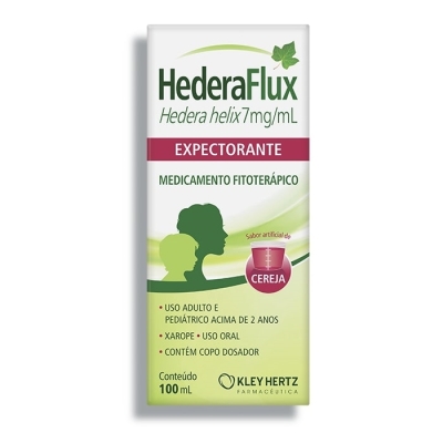 Hederaflux 7mg/mL, caixa com 1 frasco com 100mL de xarope + copo dosador