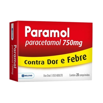 Paramol 750mg 20 comprimidos belfar (paracetamol)